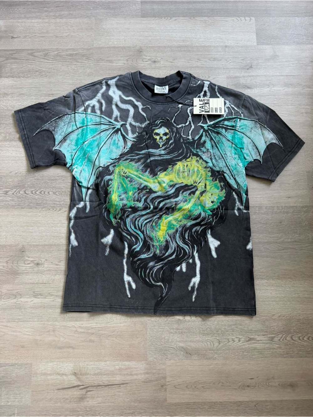 Men's Short-Sleeve Reaper Graphic Tee in Black and Teal